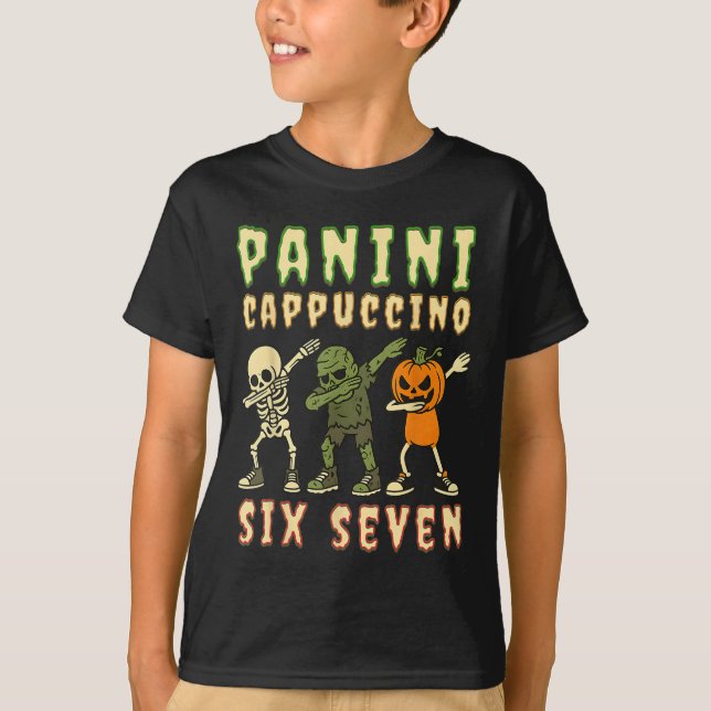Camiseta Italian Brainrot Halloween Panini Cappuccino Six S (Frente)