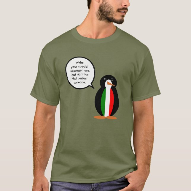 Camiseta Italian Flag Wildlife Penguin Personalized Gift (Frente)
