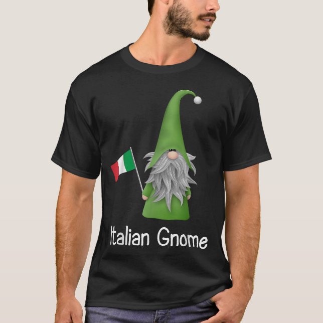 Camiseta  Italian Gnome Holding The Flag Of Italy (Frente)