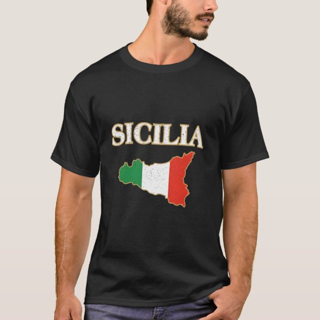 Camiseta Italian Sicily Map Sicilia Sicilian (Frente)