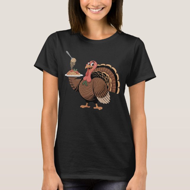 Camiseta Italian Turkey Serving Spaghetti Funny Foodie (Frente)