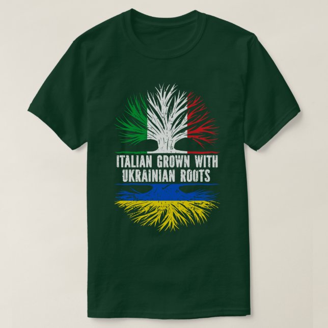 Camiseta Italiano crescido com sinalizador de TI de Raízes  (Frente do Design)