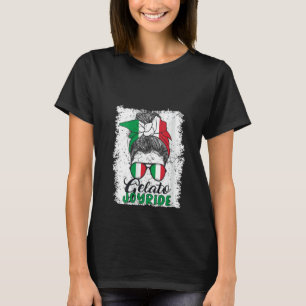 Camiseta Italiano Messy Bun Lady Funny Dizendo Itália Flag