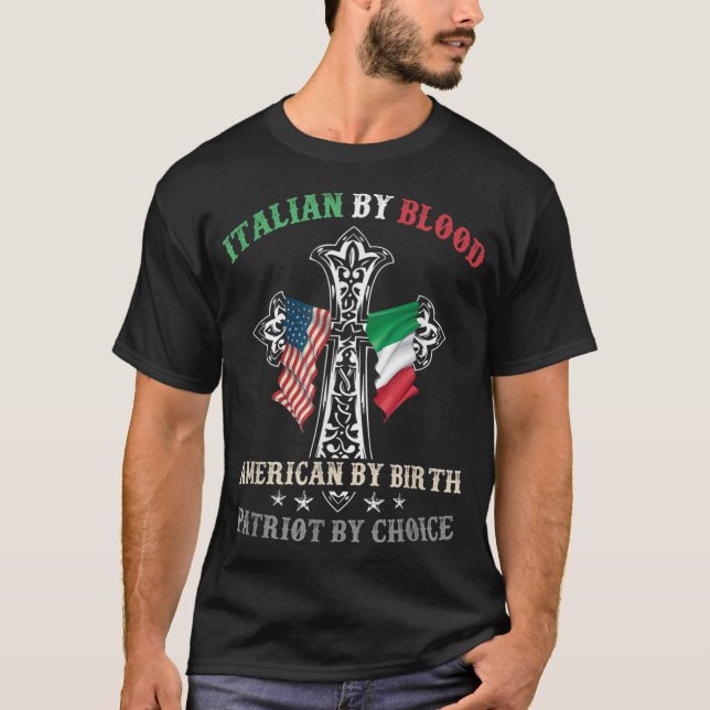 Camiseta Italiano Por Blood American Por Nascimento Patriot (Frente)