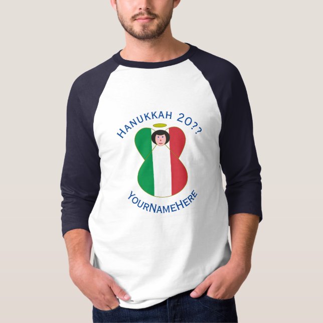 Camiseta Italy Angel Hanukkah Flag Personalize Long Sleeve (Frente)