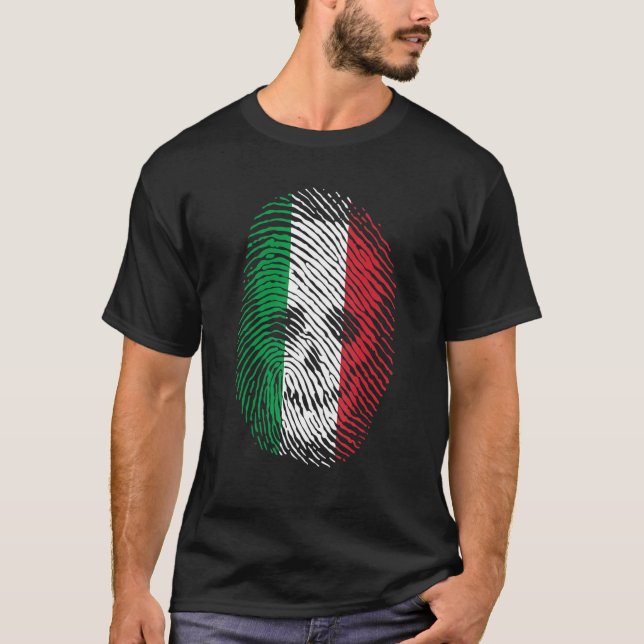 Camiseta Italy Flag Fingerprint Skull Human Skeleton Head (Frente)