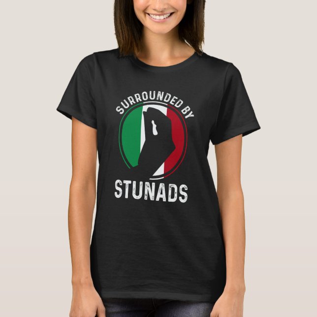 Camiseta Italy Flag Italian Roots Saying Surrounded By Stun (Frente)