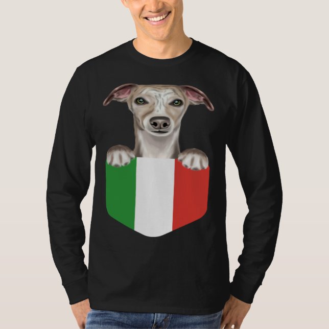 Camiseta Italy Flag Whippet Dog In Pocket (Frente)