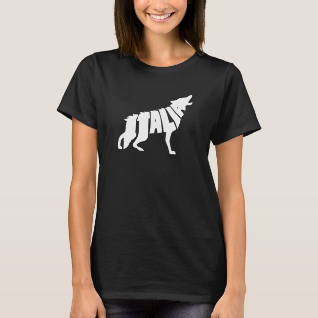 Camiseta Italy Howling Italian Wolf Word Art - Funny Animal (Frente)