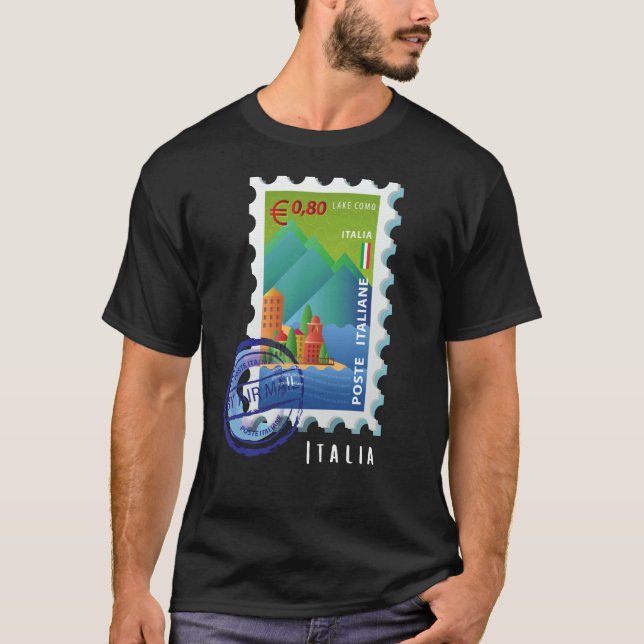 Camiseta Italy Lake Como Stamp Italophile Souvenir (Frente)