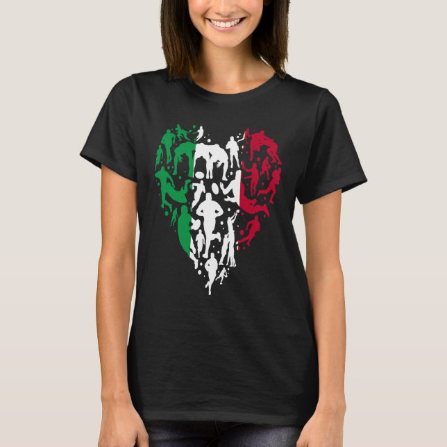 Camiseta Italy Rugby Love Heart Italian Rugby Fan (Frente)