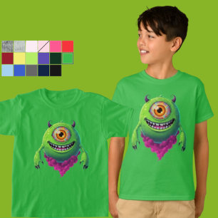 Camiseta Item de Novidade Monstro Ciclops Verde Brilhante p