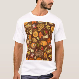 Camiseta Itens de Ação de Graças: desenho colorido.