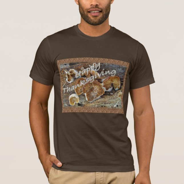 Camiseta Itens de Cogumelos Dentro de Ação de Graças (Frente)