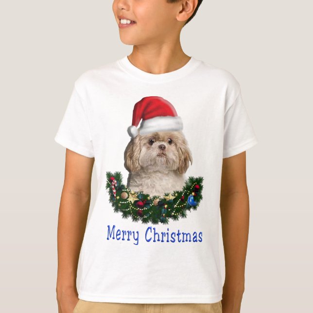 Camiseta Itens de Natal do Shih-Tsu Dog (Frente)