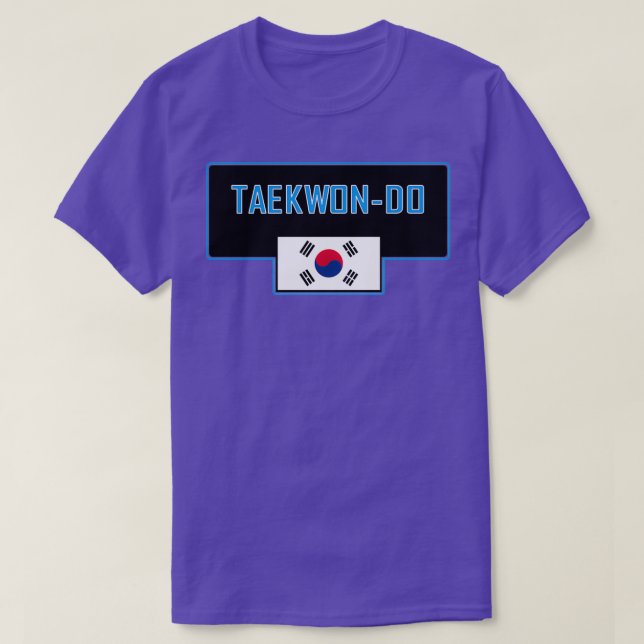 Camiseta ITF Taekwondo azul com bandeira coreana (Frente do Design)