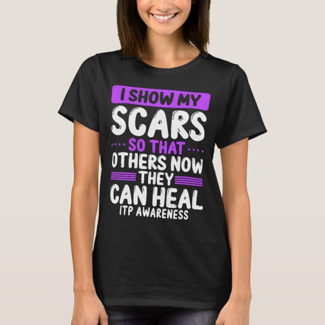 Camiseta ITP Awareness Show my Scars Fighter Purple Ribbon (Frente)