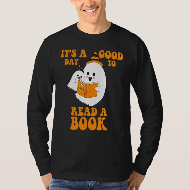 Camiseta It's A Good Day To Read A Book Ghost Reading Book  (Frente)