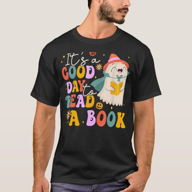 Camiseta It's A Good Day To Read A Book Groovy Retro Floral (Frente)