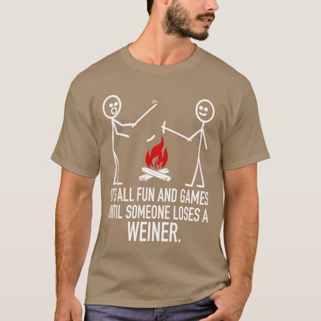 Camiseta Its All Fun And Games Camping Stick Figure Joke fr (Frente)