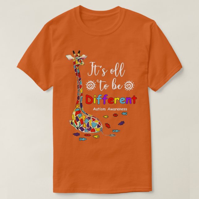 Camiseta Its All To Be Different Autism Awareness, giraffe  (Frente do Design)