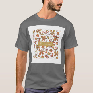 Camiseta Its Autumn Fall Leaves Drawing Brown White Print D