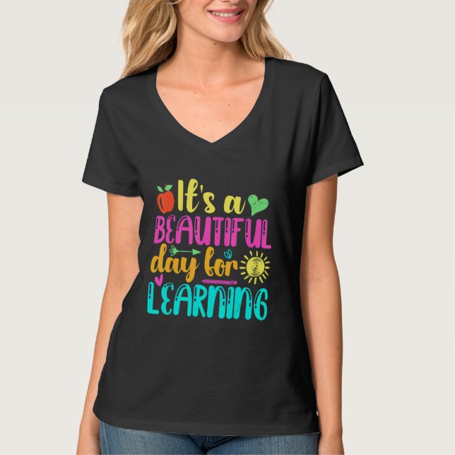 Camiseta It's Beautiful Day For Learning Retro Teacher Stud (Frente)