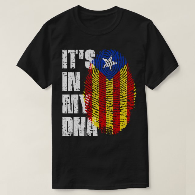 Camiseta ITS EM MEU DNA Catalonia Flag Catalão Catalão (Frente do Design)