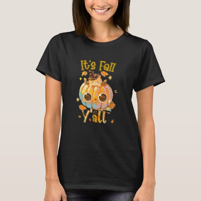 Camiseta It's Fall Y all Cute Cat Pumpkin For Cats (Frente)