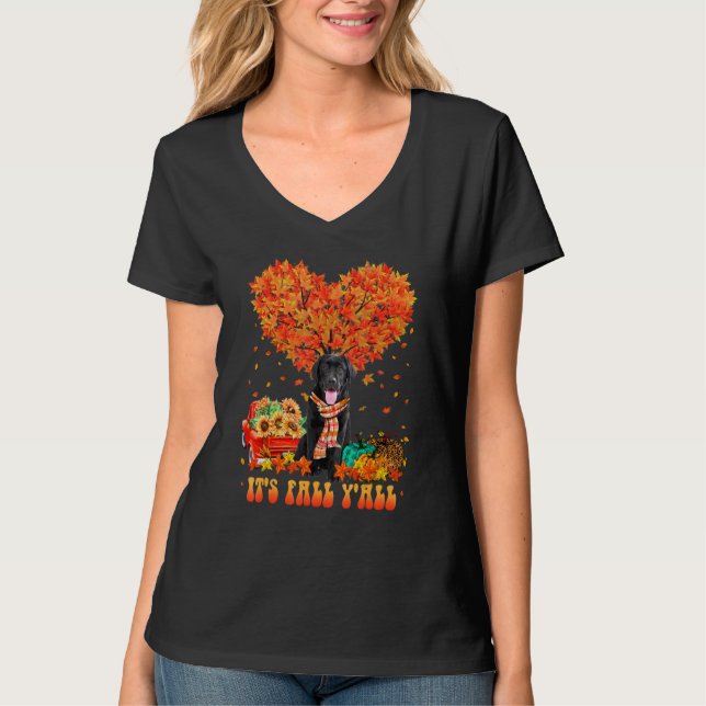 Camiseta It's Fall Y'all Black Labrador Dog Pumpkin Autumn  (Frente)