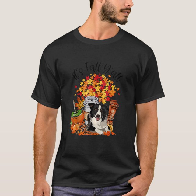 Camiseta It's Fall Y'all Border Collie Dog Pumpkin Fall Aut (Frente)