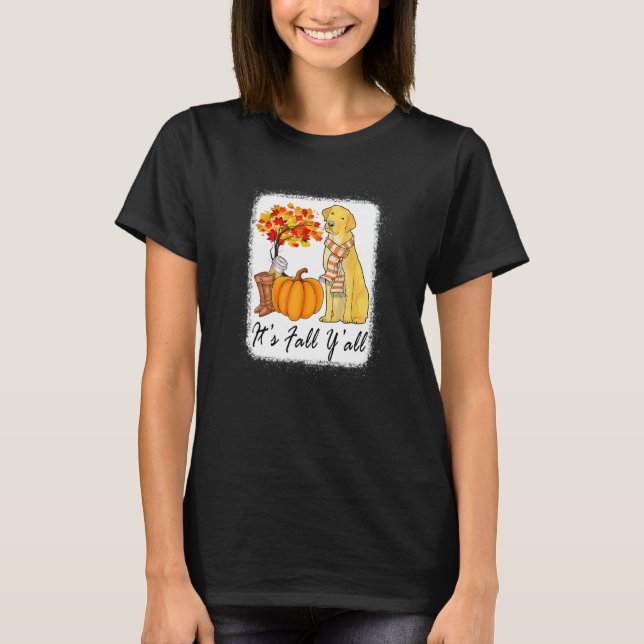 Camiseta Its Fall Yall Fall Tees For Women Labrador Yellow  (Frente)