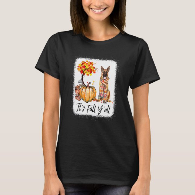Camiseta It's Fall Y'all German Shepherd Dog Halloween Than (Frente)