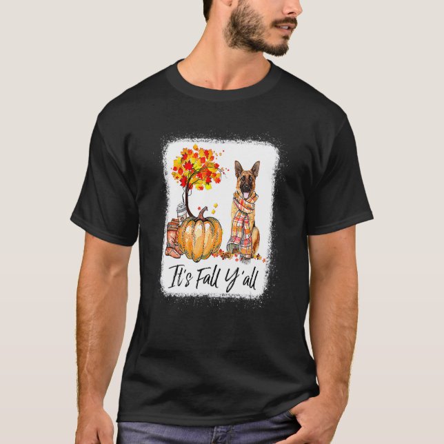 Camiseta It's Fall Y'all German Shepherd Dog Halloween Than (Frente)