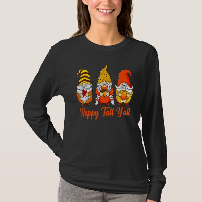 Camiseta It's Fall Y'all Gnome Pumpkin Autumn Gnomes Thanks (Frente)