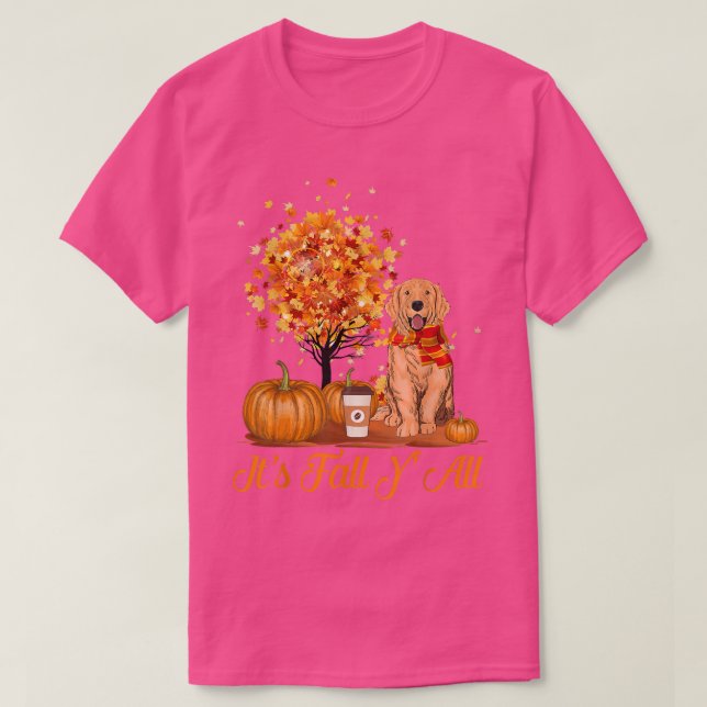Camiseta It's Fall Y'all Golden Retriever Dog Halloween Tha (Frente do Design)