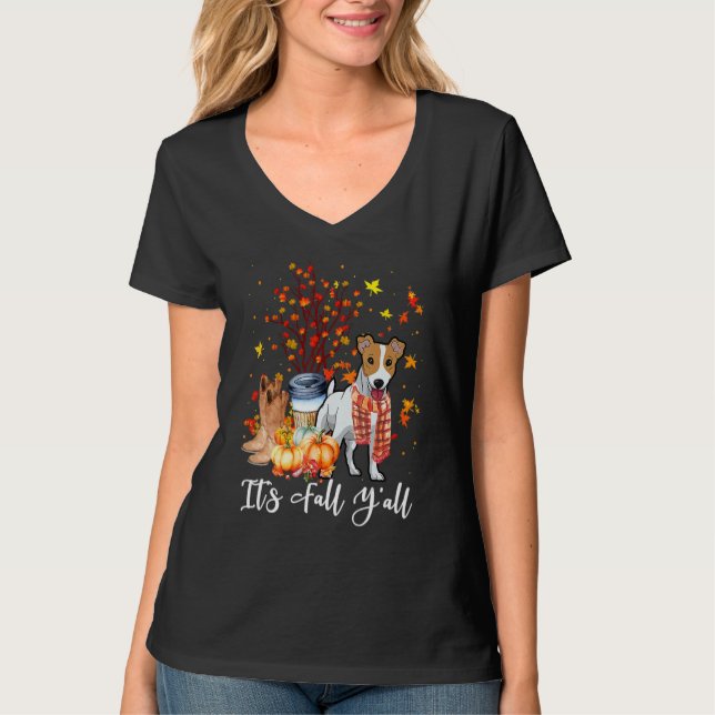 Camiseta It's Fall Y'all Jack Russell Terrier Dog Pumpkin F (Frente)