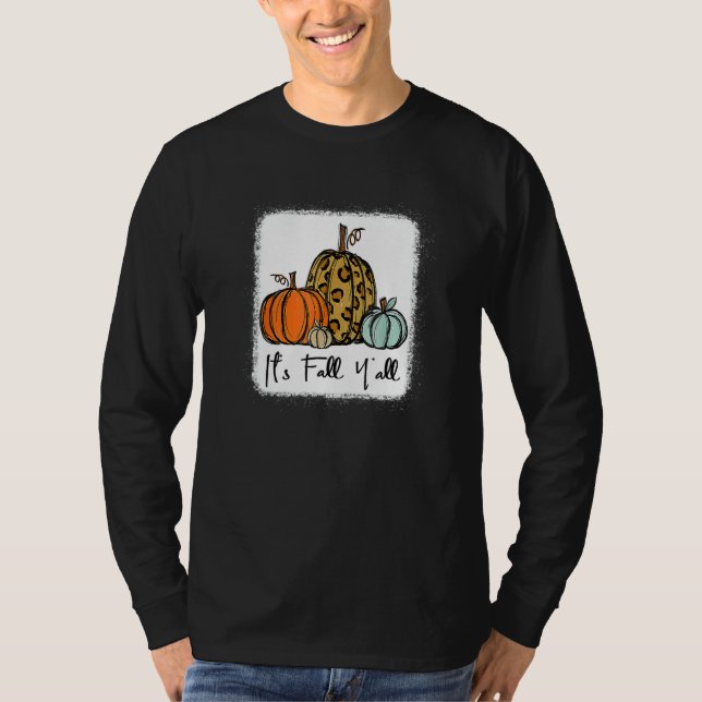 Camiseta It's Fall Y'all Leopard Pumpkin Happy Thanksgiving (Frente)