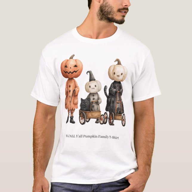 Camiseta It's FALL Y'all Pumpkin Family (Frente)