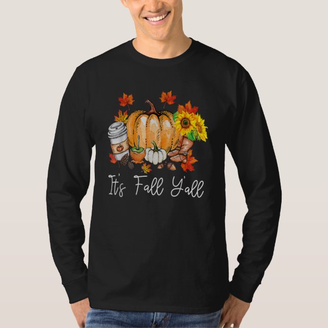 Camiseta It's Fall Yall Pumpkin Leopard Halloween Autumn Th (Frente)