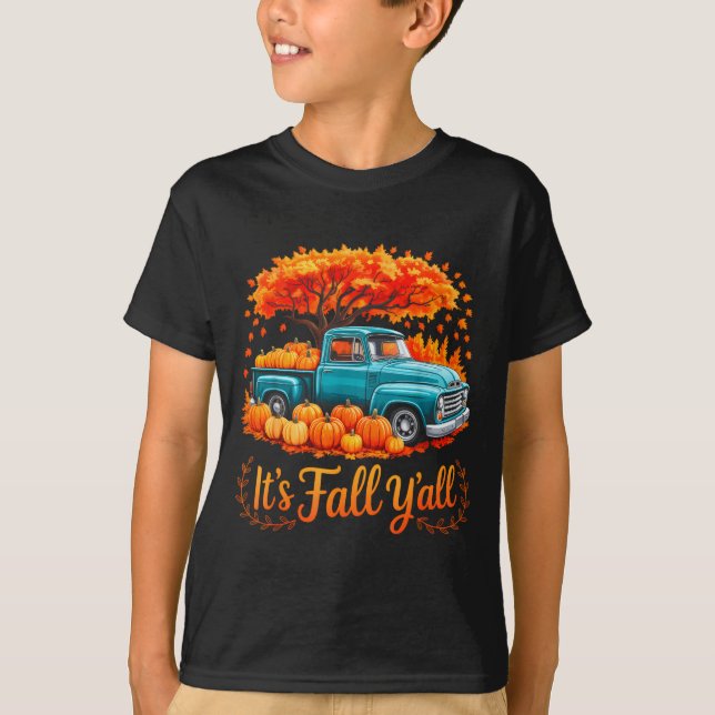 Camiseta It's Fall Y'all Pumpkin Truck Autumn Thanksgiving  (Frente)
