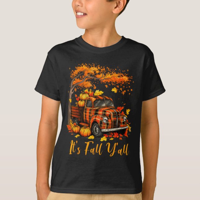 Camiseta It's Fall Y'all Pumpkin Truck Autumn Tree Hello Fa (Frente)