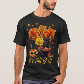 Camiseta It's Fall Y'all Scottish Terrier Dog Tree Pumpkin 