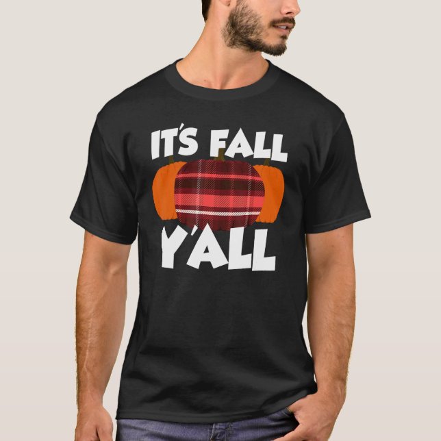 Camiseta It's Fall Y'all Thanksgiving Pumpkin Flannel (Frente)