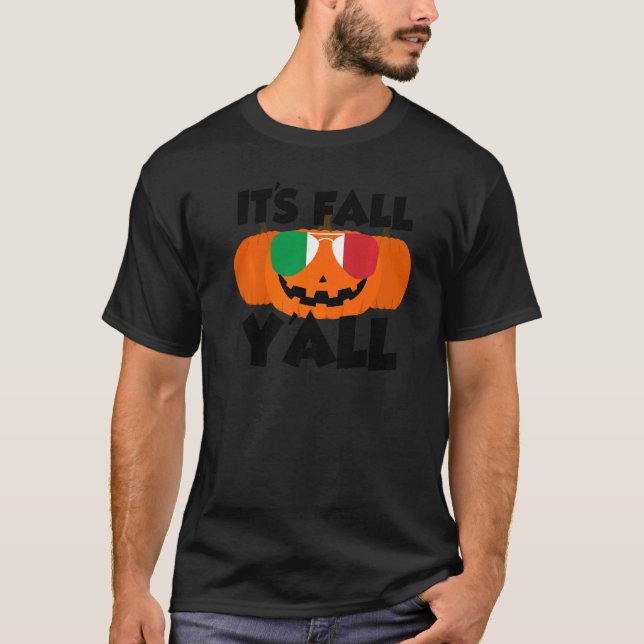 Camiseta It's Fall Y'all Thanksgiving Pumpkin Italy Glasses (Frente)