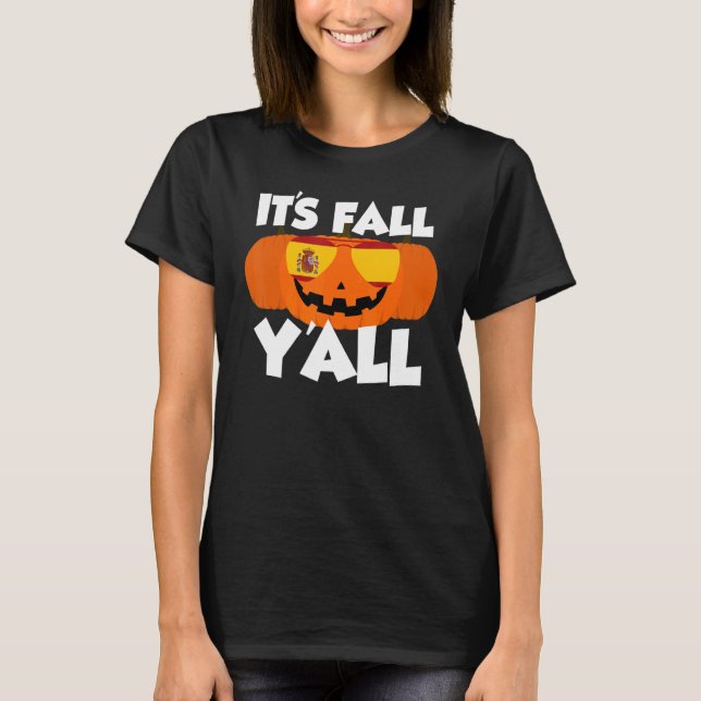 Camiseta It's Fall Y'all Thanksgiving Pumpkin Spain Glasses (Frente)