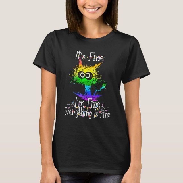 Camiseta It's Fine I'm Fine Everything Is Fine X mas Lights (Frente)