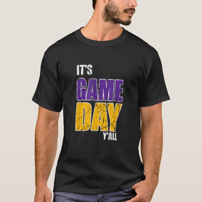 Camiseta It's Game Day Ya'll Purple and yellow (Frente)