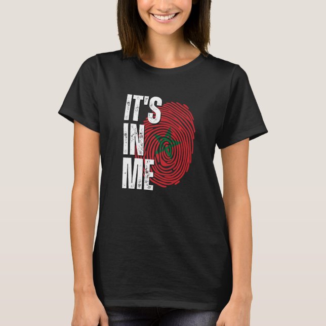 Camiseta It's In Me Morocco Flag Fingerprint Moroccan Herit (Frente)