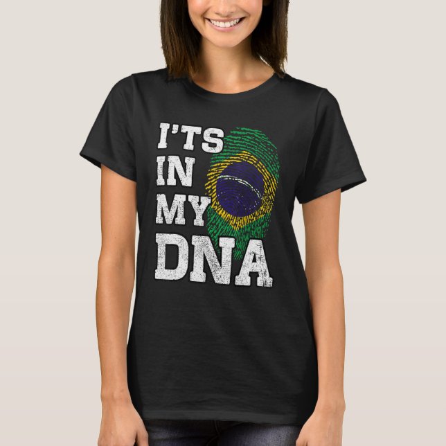 Camiseta It's In My DNA Brazilian Fingerprint Proud Brazil  (Frente)